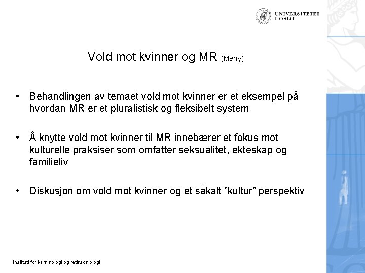 Vold mot kvinner og MR (Merry) • Behandlingen av temaet vold mot kvinner er