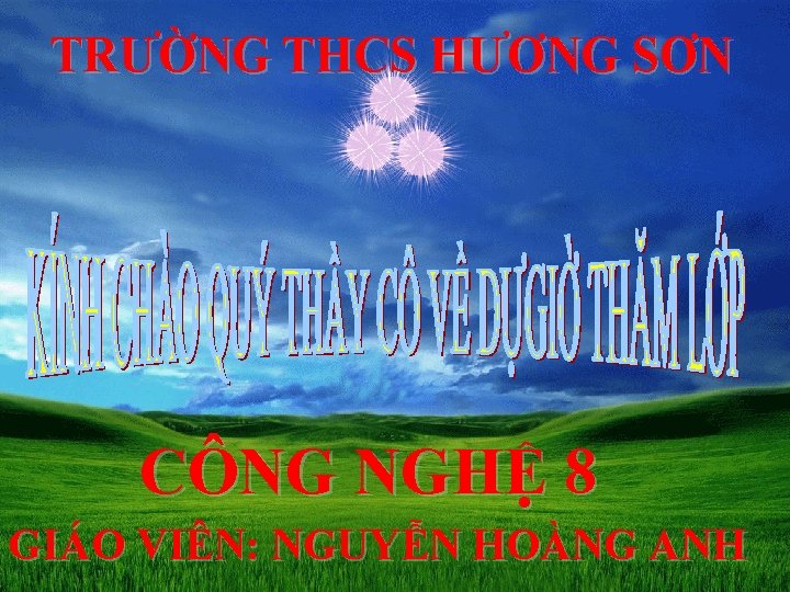 TRƯỜNG THCS HƯƠNG SƠN CÔNG NGHỆ 8 GIÁO VIÊN: NGUYỄN HOÀNG ANH 