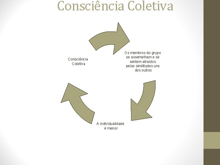 Consciência Coletiva Os membros do grupo se assemelham e se sentem atraídos pelas similitudes