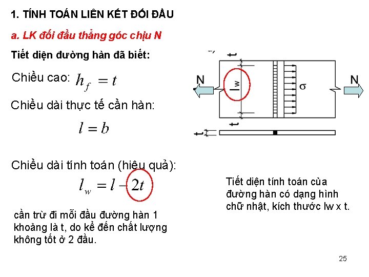 1. TÍNH TOÁN LIÊN KẾT ĐỐI ĐẦU a. LK đối đầu thẳng góc chịu