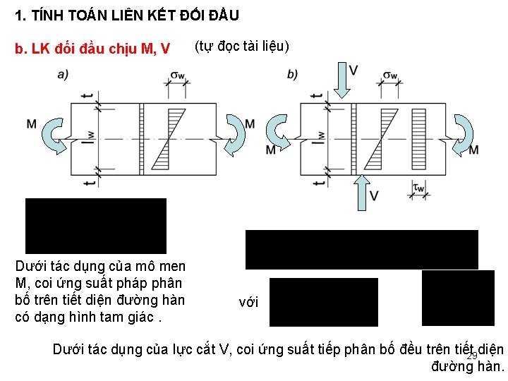 1. TÍNH TOÁN LIÊN KẾT ĐỐI ĐẦU b. LK đối đầu chịu M, V