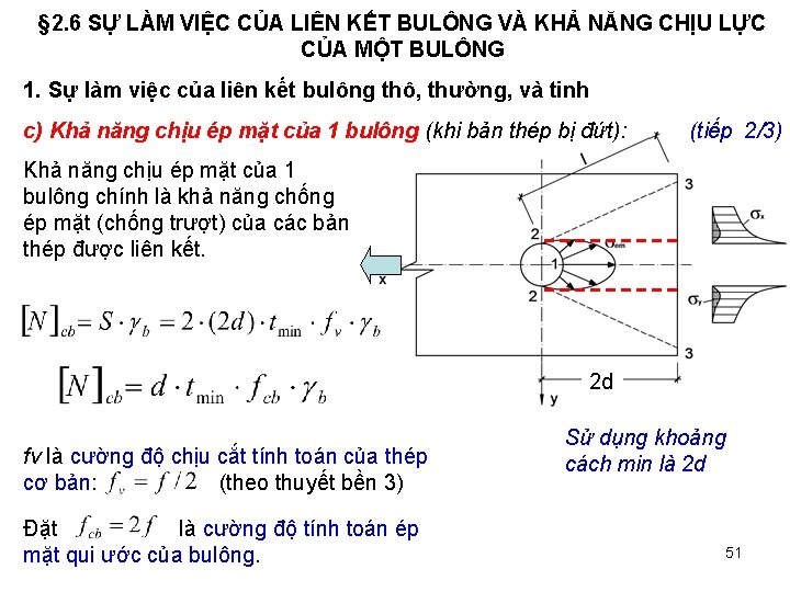 § 2. 6 SỰ LÀM VIỆC CỦA LIÊN KẾT BULÔNG VÀ KHẢ NĂNG CHỊU