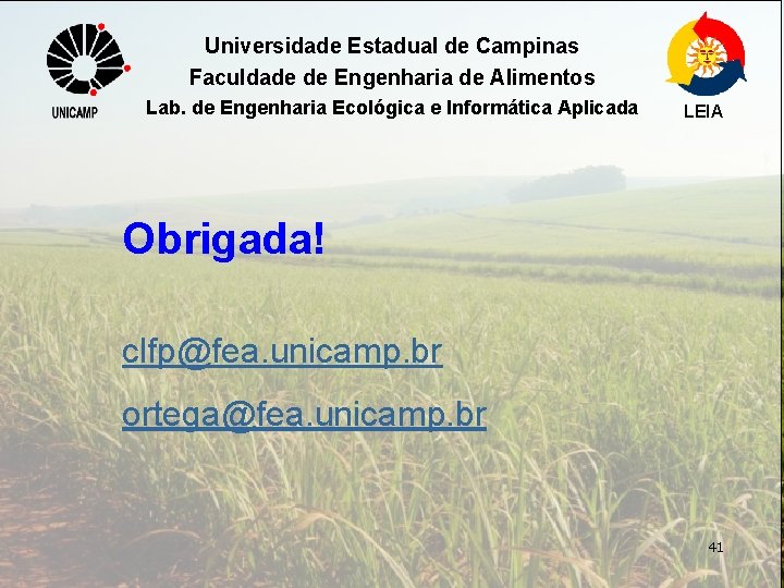 Universidade Estadual de Campinas Faculdade de Engenharia de Alimentos Lab. de Engenharia Ecológica e