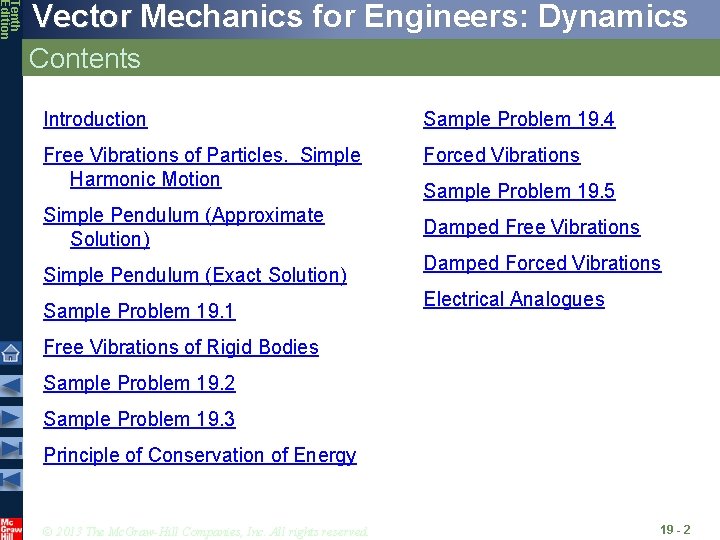 Tenth Edition Vector Mechanics for Engineers: Dynamics Contents Introduction Sample Problem 19. 4 Free