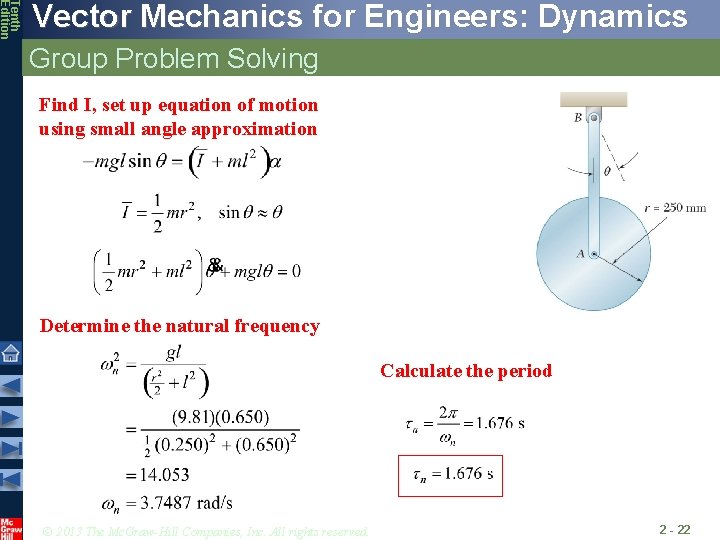 Tenth Edition Vector Mechanics for Engineers: Dynamics Group Problem Solving Find I, set up