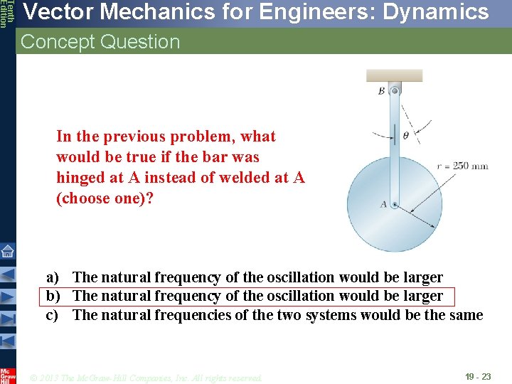 Tenth Edition Vector Mechanics for Engineers: Dynamics Concept Question In the previous problem, what