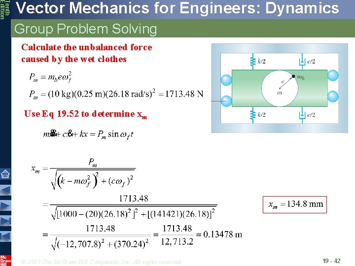 Tenth Edition Vector Mechanics for Engineers: Dynamics Group Problem Solving Calculate the unbalanced force