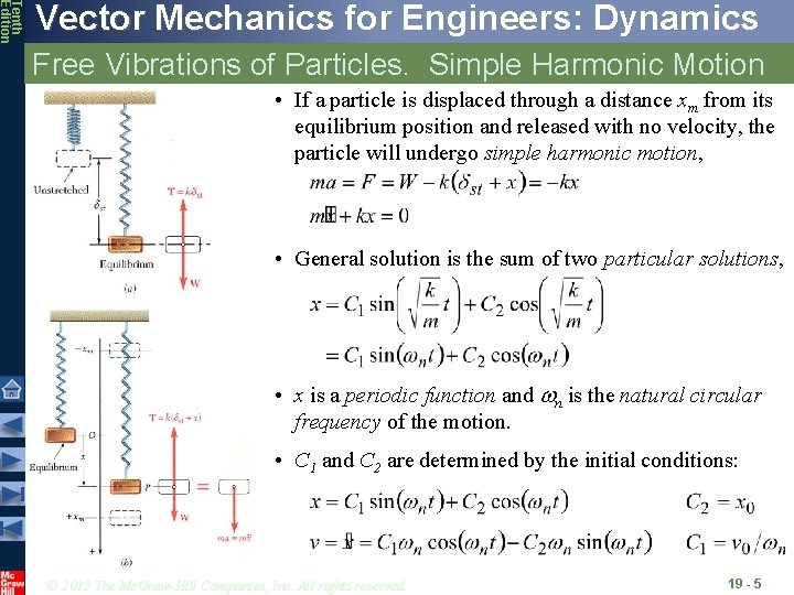 Tenth Edition Vector Mechanics for Engineers: Dynamics Free Vibrations of Particles. Simple Harmonic Motion