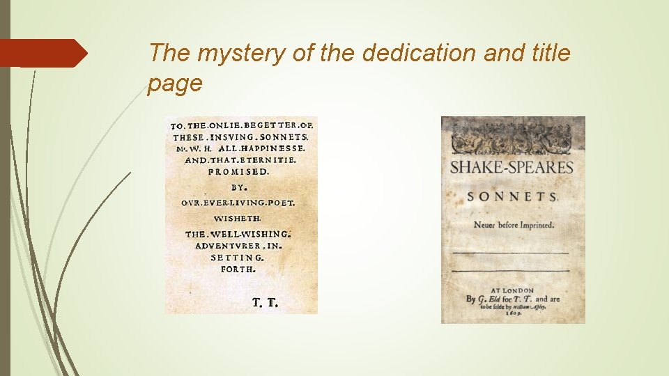 The mystery of the dedication and title page The mystery of the dedication and title page