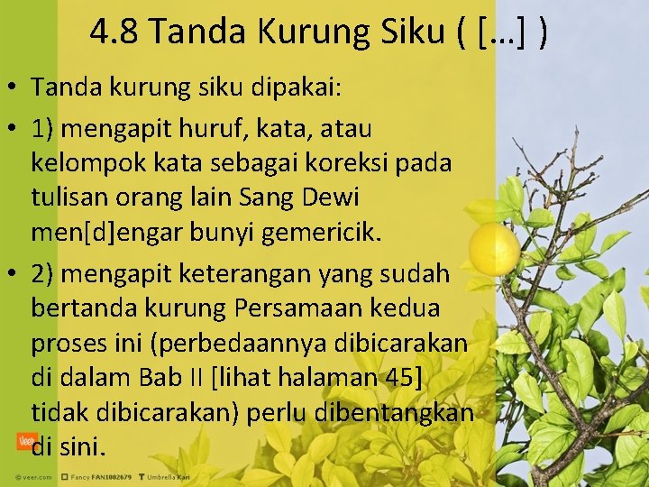 4. 8 Tanda Kurung Siku ( […] ) • Tanda kurung siku dipakai: •
