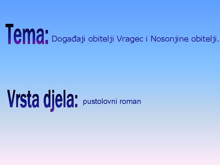 Događaji obitelji Vragec i Nosonjine obitelji. pustolovni roman 