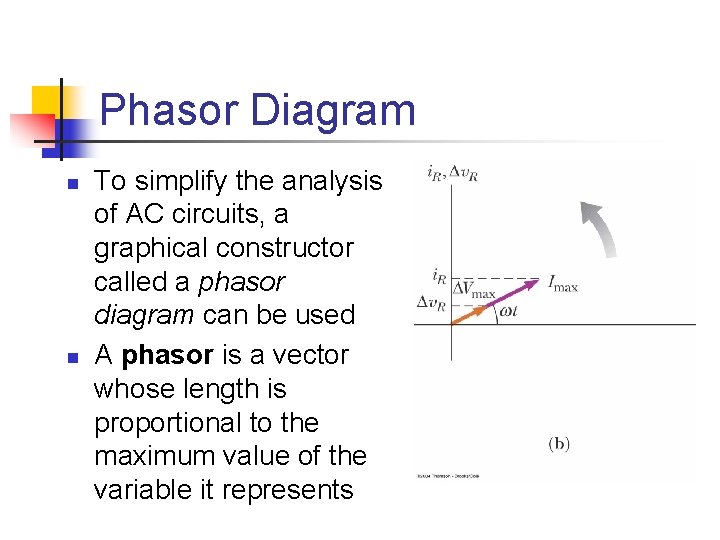 Phasor Diagram n n To simplify the analysis of AC circuits, a graphical constructor