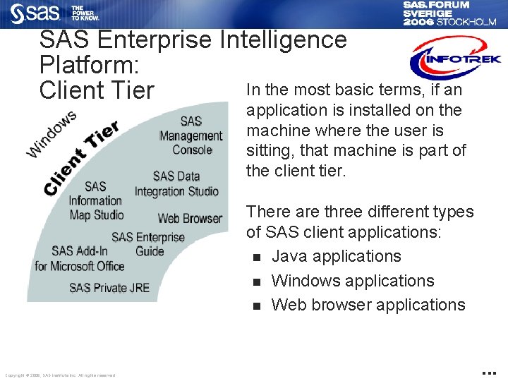 SAS Enterprise Intelligence Platform: In the most basic terms, if an Client Tier application