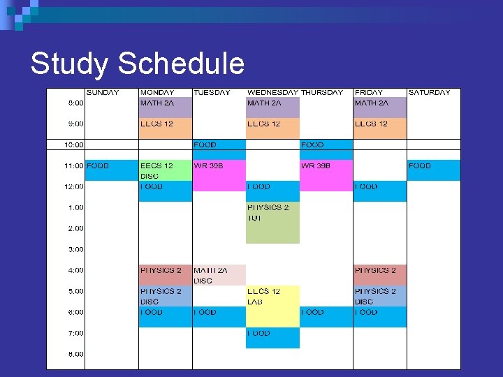 Study Schedule Study Schedule