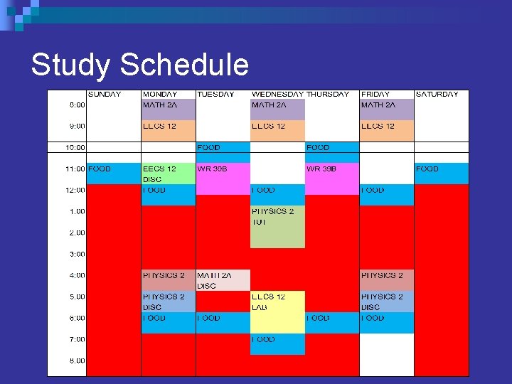 Study Schedule Study Schedule