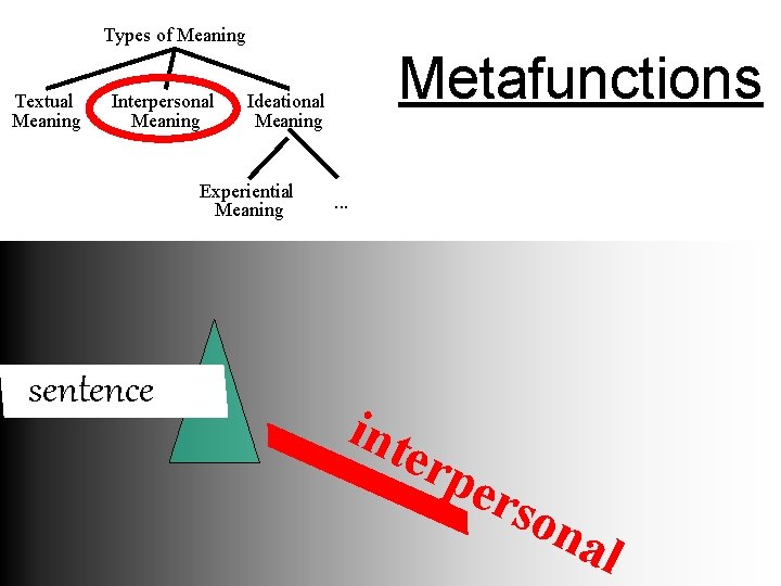 Types of Meaning Textual Meaning Interpersonal Meaning Experiential Meaning sentence Metafunctions Ideational Meaning .