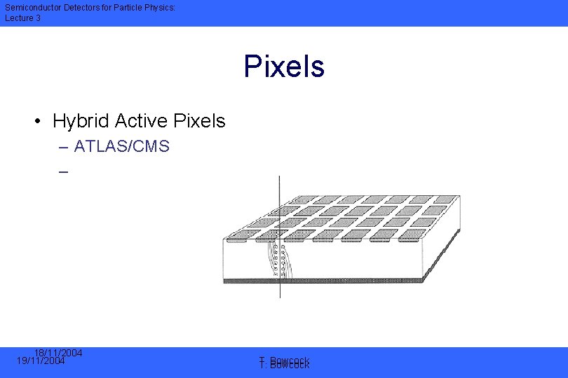 Semiconductor Detectors for Particle Physics: Lecture 3 Pixels • Hybrid Active Pixels – ATLAS/CMS