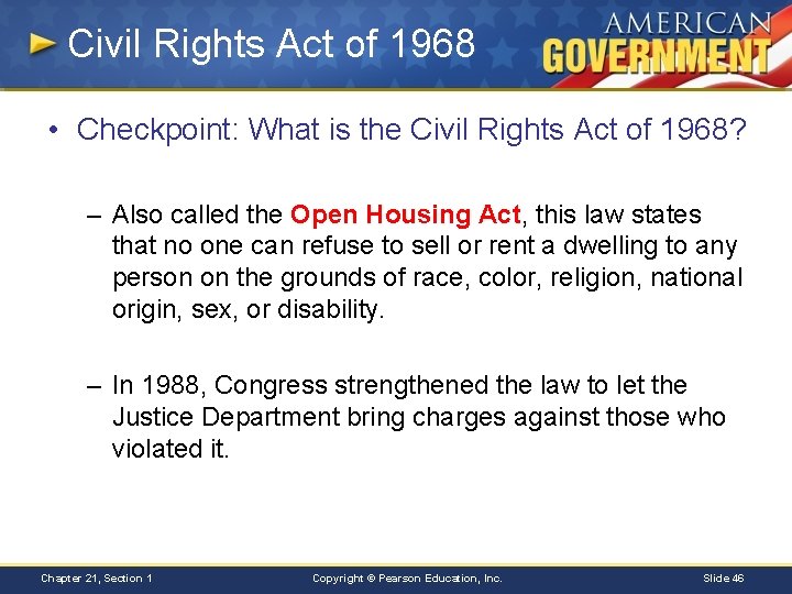 Civil Rights Act of 1968 • Checkpoint: What is the Civil Rights Act of