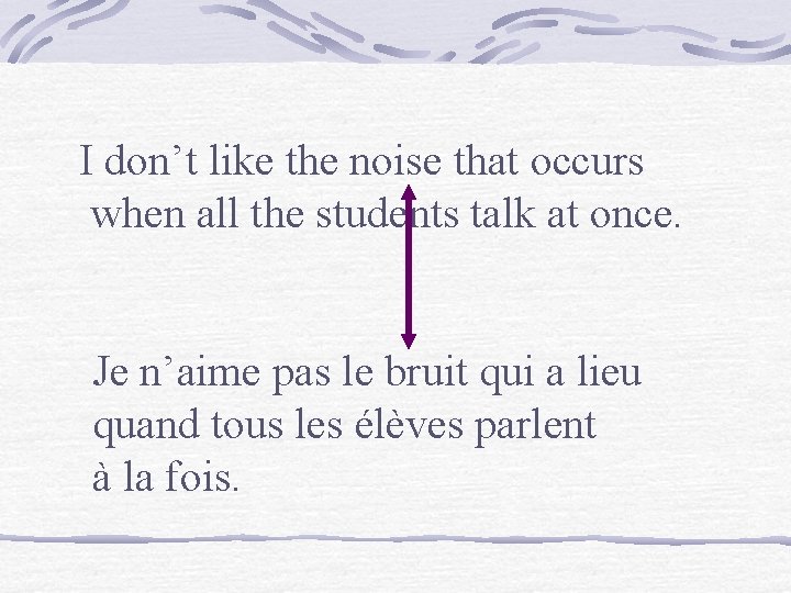 I don’t like the noise that occurs when all the students talk at once.