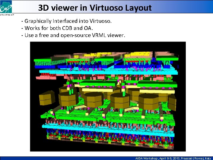 3 D viewer in Virtuoso Layout CNRS – INPG – UJF - Graphically Interfaced