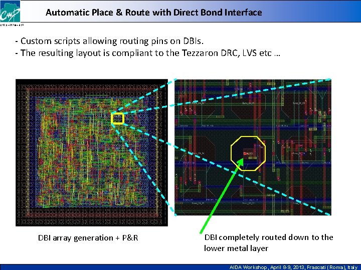 Automatic Place & Route with Direct Bond Interface CNRS – INPG – UJF -