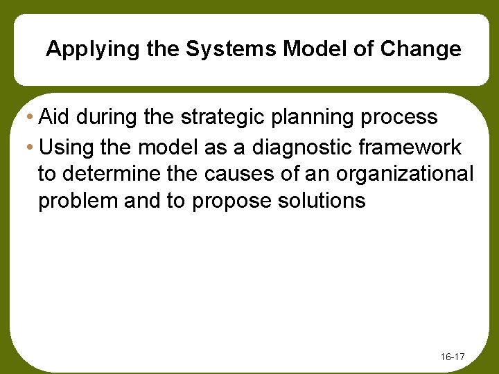 Chapter Sixteen Managing Change and Organizational Learning Mc