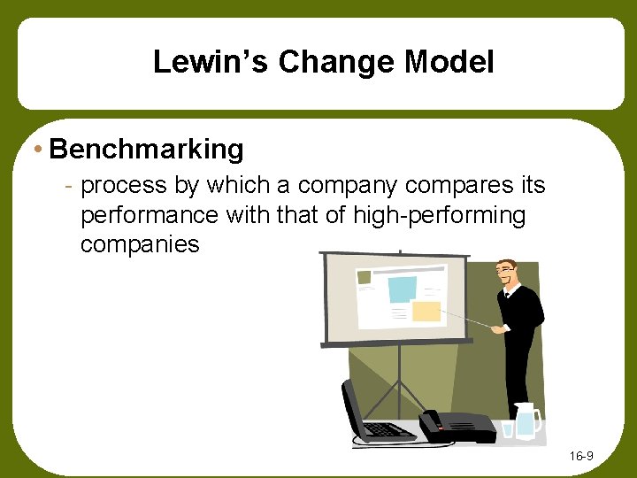 Lewin’s Change Model • Benchmarking - process by which a company compares its performance