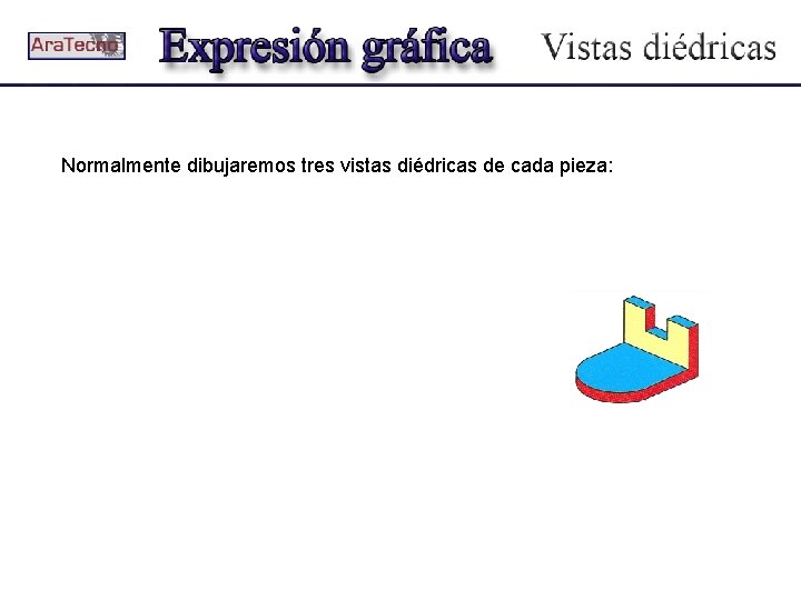 Normalmente dibujaremos tres vistas diédricas de cada pieza: 