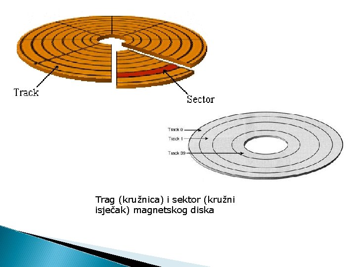 Trag (kružnica) i sektor (kružni isječak) magnetskog diska 