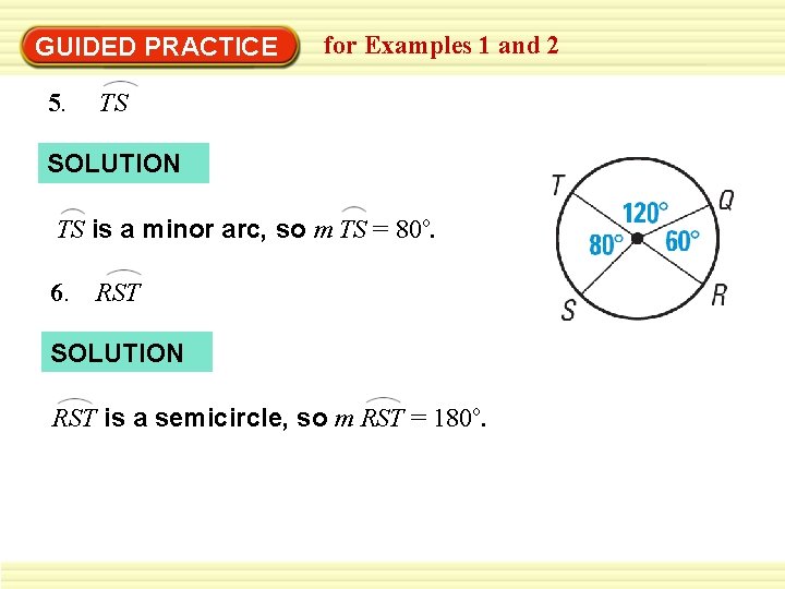 GUIDED PRACTICE 5. for Examples 1 and 2 TS SOLUTION TS is a minor