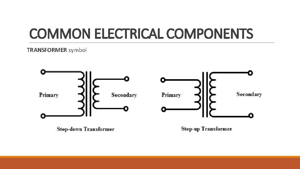 COMMON ELECTRICAL COMPONENTS TRANSFORMER symbol 