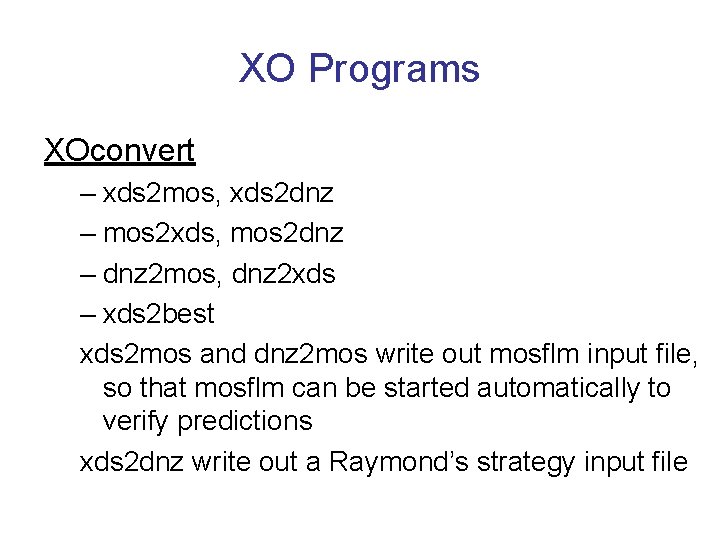 XO Programs XOconvert – xds 2 mos, xds 2 dnz – mos 2 xds,
