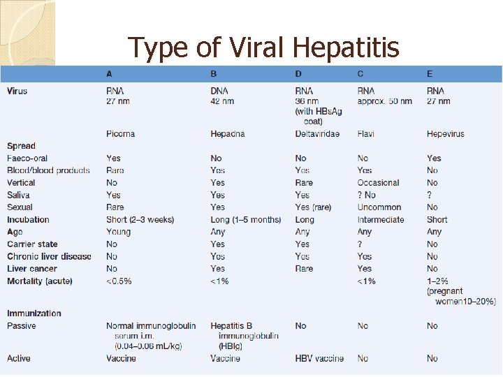 Type of Viral Hepatitis 