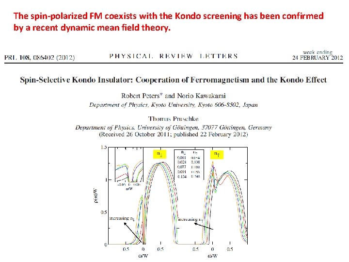The spin-polarized FM coexists with the Kondo screening has been confirmed by a recent
