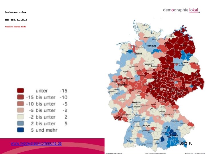 Bevölkerungsentwicklung 2008 – 2030 in Deutschland: Kreise und kreisfreie Städte www. wegweiser-kommune. de Seite