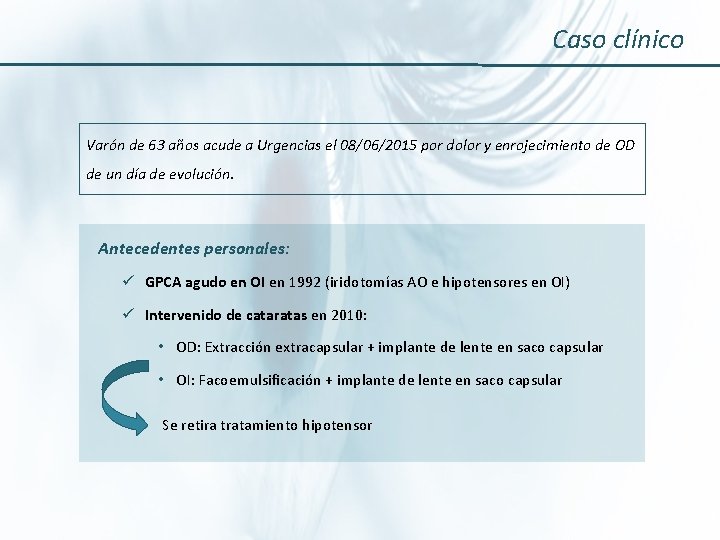 Caso clínico Varón de 63 años acude a Urgencias el 08/06/2015 por dolor y