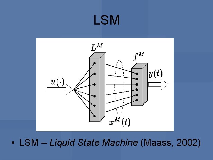 LSM • LSM – Liquid State Machine (Maass, 2002) 
