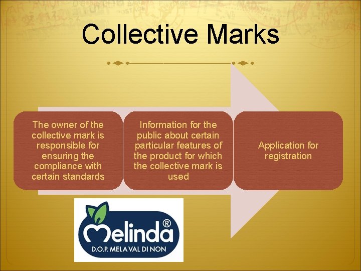 Collective Marks The owner of the collective mark is responsible for ensuring the compliance
