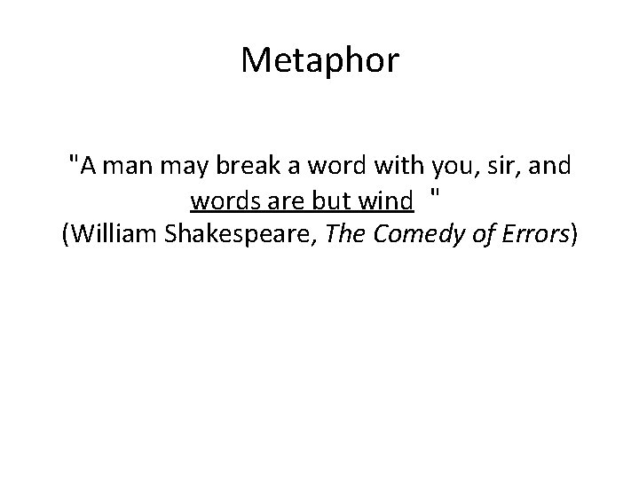 Metaphor "A man may break a word with you, sir, and wordsare arebut butwind.