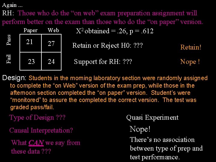 Again. . . Fail Pass RH: Those who do the “on web” exam preparation