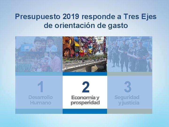 Presupuesto 2019 responde a Tres Ejes de orientación de gasto 1 2 3 