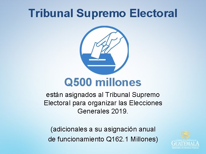 Tribunal Supremo Electoral Q 500 millones están asignados al Tribunal Supremo Electoral para organizar