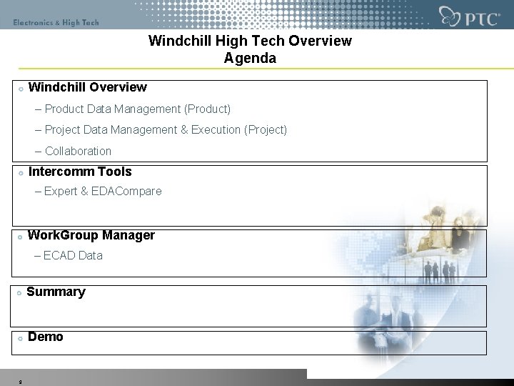Windchill High Tech Overview Agenda Windchill Overview – Product Data Management (Product) – Project