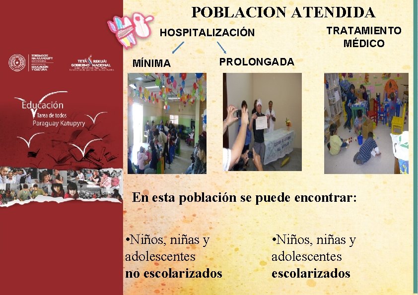 POBLACION ATENDIDA TRATAMIENTO MÉDICO HOSPITALIZACIÓN MÍNIMA PROLONGADA En esta población se puede encontrar: •