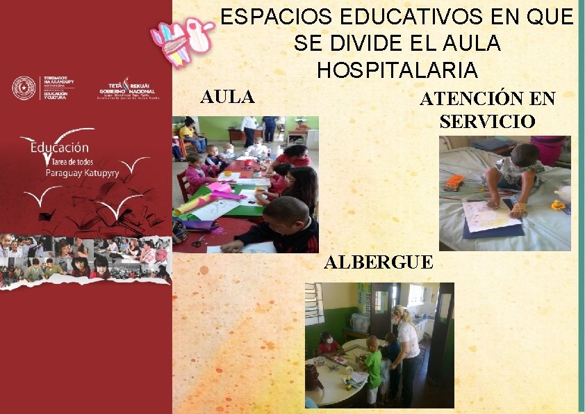 ESPACIOS EDUCATIVOS EN QUE SE DIVIDE EL AULA HOSPITALARIA AULA ATENCIÓN EN SERVICIO ALBERGUE