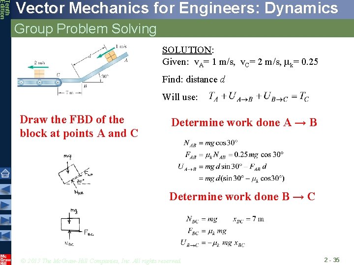 Tenth Edition Vector Mechanics for Engineers: Dynamics Group Problem Solving SOLUTION: Given: v. A=