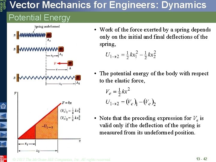 Tenth Edition Vector Mechanics for Engineers: Dynamics Potential Energy • Work of the force