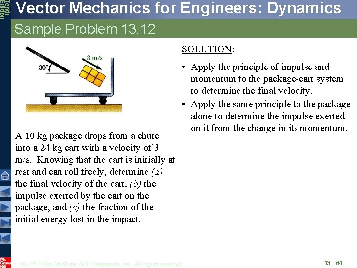 Tenth Edition Vector Mechanics for Engineers: Dynamics Sample Problem 13. 12 SOLUTION: A 10