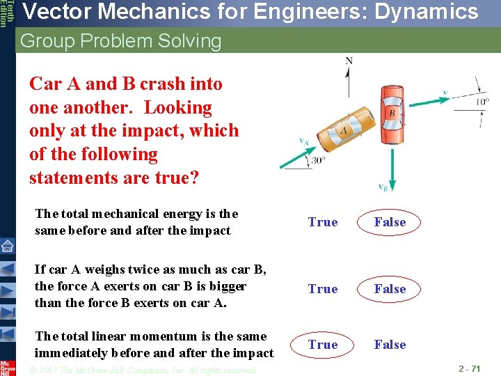 Tenth Edition Vector Mechanics for Engineers: Dynamics Group Problem Solving Car A and B