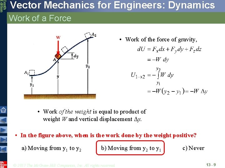 Tenth Edition Vector Mechanics for Engineers: Dynamics Work of a Force • Work of